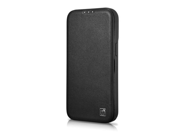 iCarer CE premium lær folioetui til iPhone 14 Plus (magnetisk, MagSafe) sort (WMI14220715-BK)