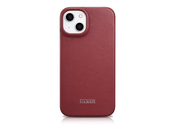 iCarer CE premium lærveske til iPhone 14 Plus magnetisk flip MagSafe - rød (WMI14220715-RD)