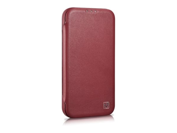 iCarer CE Premium lær folio-deksel til iPhone 14 Pro Max magnetisk flipcover MagSafe - rød (WMI14220716-RD)