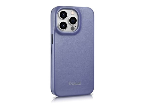 iCarer CE Premium Leather Folio Case iPhone 14 Pro Max Lærveske med Flip Magnetic MagSafe lys lilla (WMI14220716-LP)
