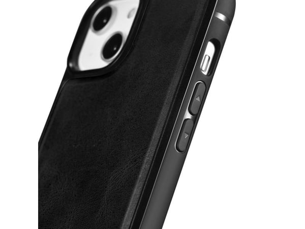iCarer lær olje-voks-deksel med naturlig lær for iPhone 14 Plus svart (WMI14220719-BK)
