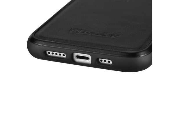 iCarer lær olje-voks-deksel med naturlig lær for iPhone 14 Plus svart (WMI14220719-BK)