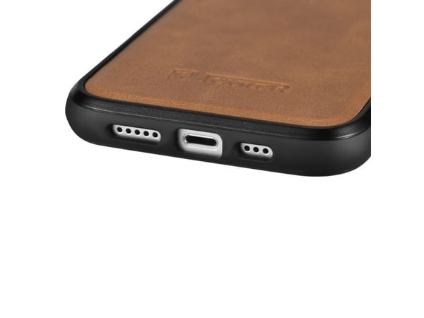 iCarer Leather Oil Wax-deksel dekket med naturlig skinn for iPhone 14 Plus brun (WMI14220719-TN)