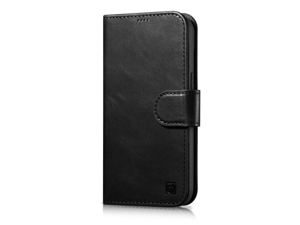 iCarer Oil Wax Lommebokveske 2-i-1 iPhone 14 Plus-deksel Leather Flip Anti-RFID Svart (WMI14220723-BK)
