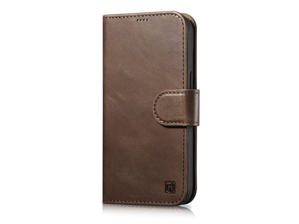 iCarer Oil Wax Lommebokveske 2-i-1 iPhone 14 Plus-deksel Lær Flip Cover Anti-RFID Brun (WMI14220723-BN)