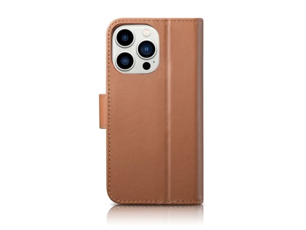 iCarer Lommebokveske 2-i-1 iPhone 14 Pro-deksel Leather Flip Cover Anti-RFID Brun (WMI14220726-BN)
