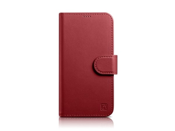 iCarer Wallet Case 2-i-1-deksel iPhone 14 Plus anti-RFID lær flipdeksel rød (WMI14220727-RD)