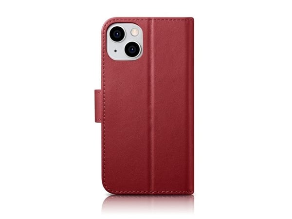 iCarer Wallet Case 2-i-1-deksel iPhone 14 Plus anti-RFID lær flipdeksel rød (WMI14220727-RD)