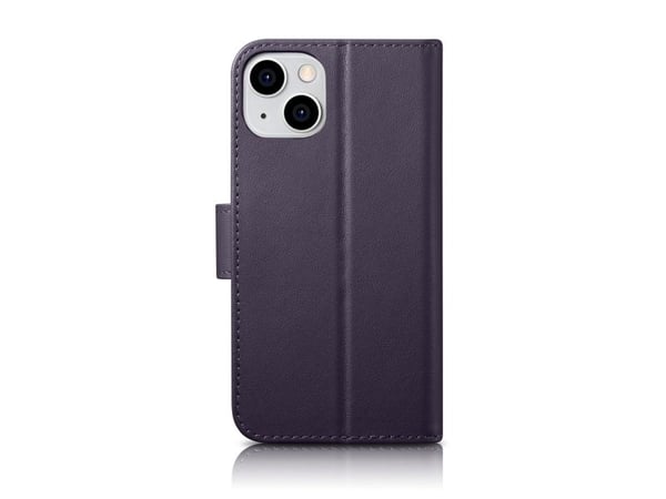 iCarer wallet case 2-i-1 deksel til iPhone 14 Plus anti-RFID i skinn, flip-telefonetui - mørk lilla (WMI14220727-DP)