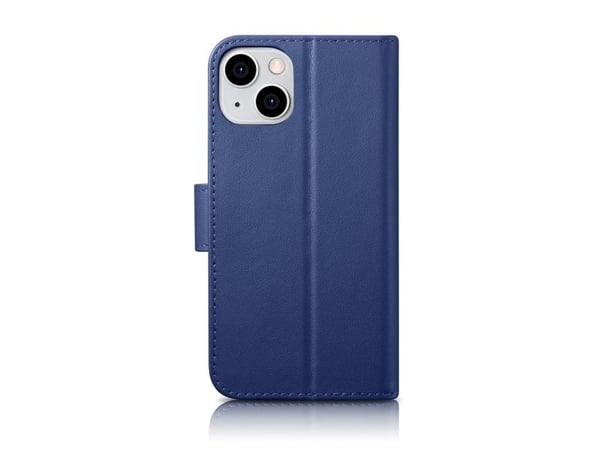 iCarer lommebokdeksel 2-i-1 for iPhone 14 Plus anti-RFID lær flipdeksel - blå (WMI14220727-BU)