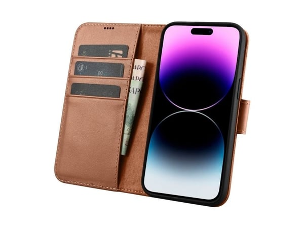 iCarer Lommebokveske 2-i-1 iPhone 14 Pro Max-deksel Leather Flip Cover Anti-RFID Brun (WMI14220728-BN)