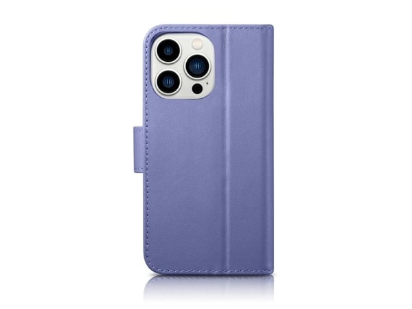 iCarer Wallet Case 2-i-1 deksel iPhone 14 Pro Max i lær flip-deksel anti-RFID lys lilla (WMI14220728-LP)