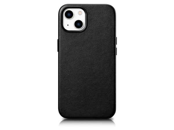 iCarer etui i ekte lær til iPhone 14 Plus ekte lær etui svart (kompatibelt med MagSafe)