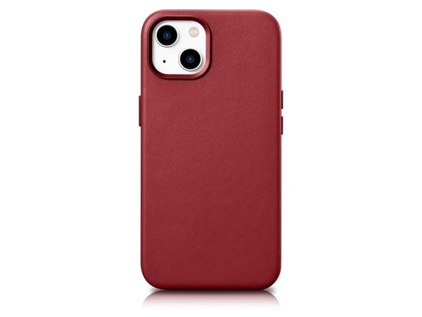 iCarer Nahkakotelo iPhone 14 Plus -puhelimelle punainen (MagSafe-yhteensopiva)