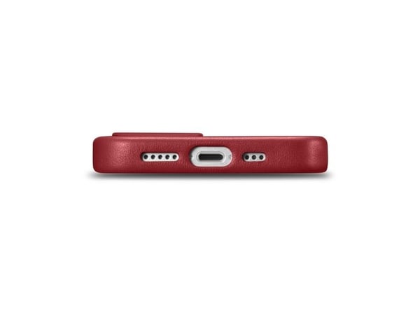 iCarer Nahkakotelo iPhone 14 Plus -puhelimelle punainen (MagSafe-yhteensopiva)