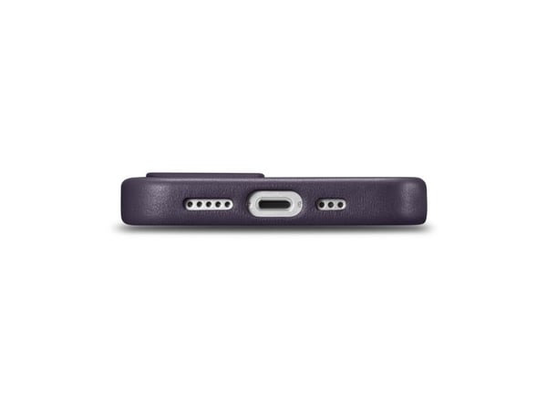 iCarer etui i lær til iPhone 14 Plus - mørk lilla (MagSafe-kompatibel)