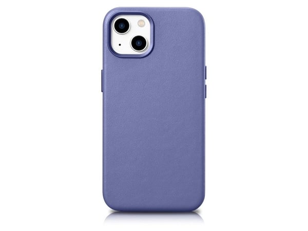 iCarer Case Skinndeksel naturlig skinnveske til iPhone 14 Plus lys lilla (kompatibel med MagSafe)