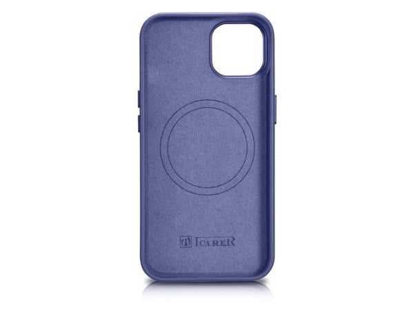 iCarer Case Skinndeksel naturlig skinnveske til iPhone 14 Plus lys lilla (kompatibel med MagSafe)