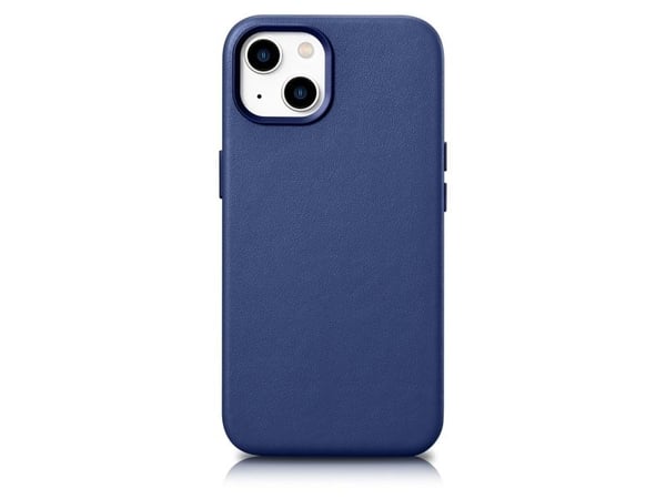 iCarer etui i ekte lær til iPhone 14 Plus blå (kompatibelt med MagSafe)