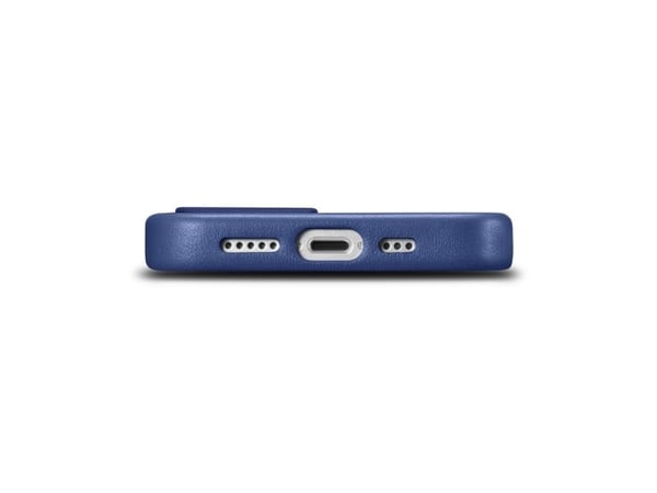 iCarer etui i ekte lær til iPhone 14 Plus blå (kompatibelt med MagSafe)
