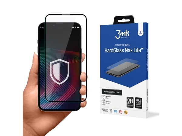 3MK HardGlass Max Lite, Apple, Apple iPhone 14 Pro, Reptålig, Slagtålig, Transparent, 1 styck
