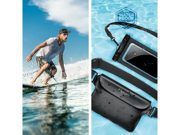 Spigen Case + vanntett veske Spigen A621 Universal Waterproof Case & Waist Bag Black