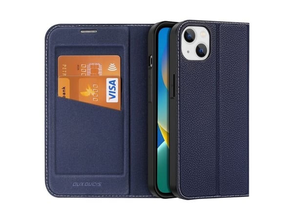 Dux Ducis Skin X2-etui til iPhone 14 Plus med magnetisk klaff - blå