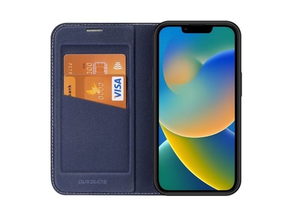 Dux Ducis Skin X2-etui til iPhone 14 Plus med magnetisk klaff - blå