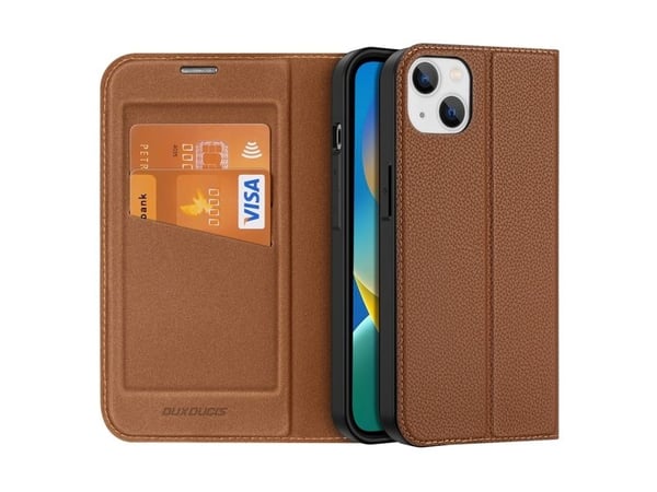 Dux Ducis Dux Ducis Skin X2-deksel til iPhone 14 Plus-deksel med magnetisk klaff brun