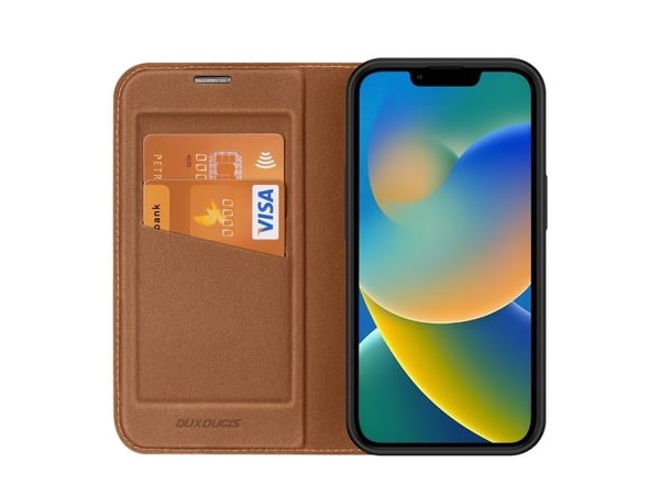 Dux Ducis Dux Ducis Skin X2-deksel til iPhone 14 Plus-deksel med magnetisk klaff brun