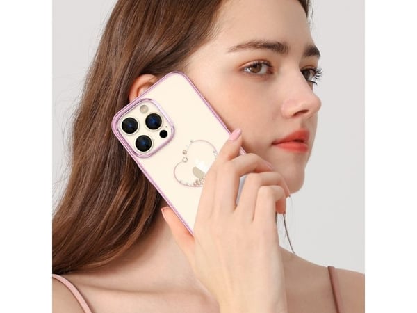 Kingxbar Kingxbar Wish Series iPhone 14 Plus-deksel dekorert med rosa krystaller