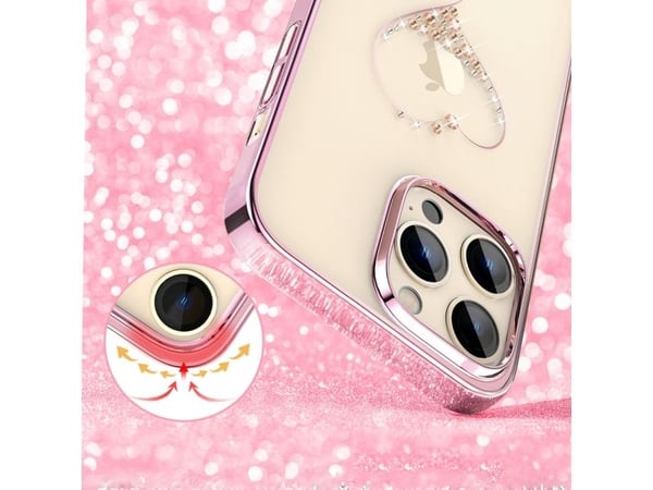 Kingxbar Kingxbar Wish Series iPhone 14 Plus-deksel dekorert med rosa krystaller