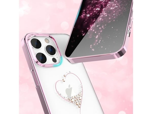 Kingxbar Kingxbar Wish Series iPhone 14 Plus-deksel dekorert med rosa krystaller