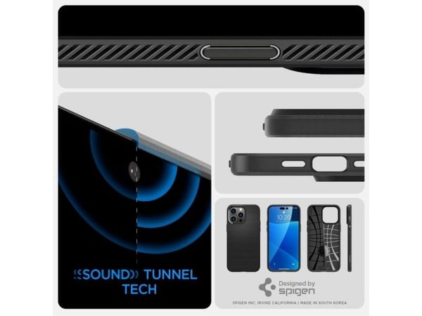 Spigen Liquid Air - Baksidesskydd för mobiltelefon - termoplastisk polyuretan (TPU) - mattsvart - för Apple iPhone 14 Pro