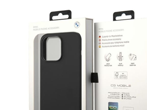 BMW silikone metall-logo skydd till iPhone 14 Pro Max - sort