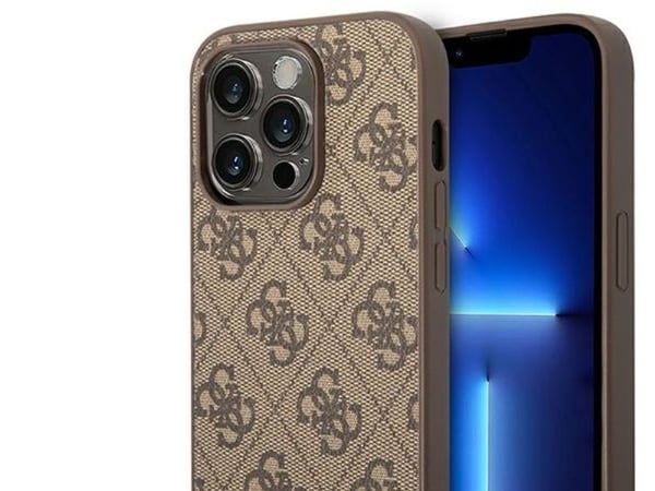 Guess GUHCP14LG4GLBR iPhone 14 Pro 6,1" hårt skal 4G Stripe Collection - brun/brun