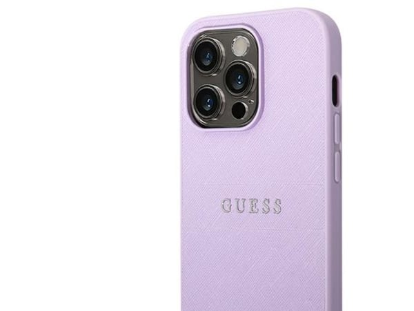 Guess Saffiano stropp-etuiet til iPhone 14 Pro - Lilla