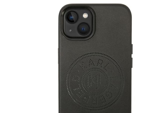 Hurtel Karl Lagerfeld läderperforerat logoscial till iPhone 14 Plus - svart