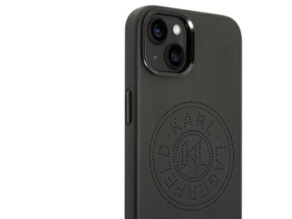 Hurtel Karl Lagerfeld läderperforerat logoscial till iPhone 14 Plus - svart