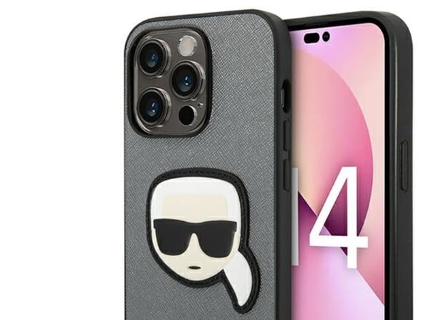 Karl Lagerfeld KLHCP14XSAPKHG iPhone 14 Pro Max 6,7" sølv/sølv hardcase Saffiano Karl`s Head Patch