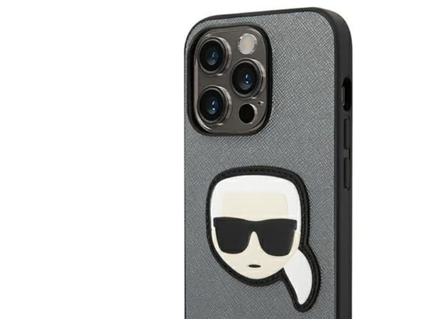 Karl Lagerfeld KLHCP14XSAPKHG iPhone 14 Pro Max 6,7" sølv/sølv hardcase Saffiano Karl`s Head Patch