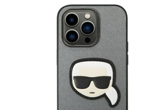 Karl Lagerfeld KLHCP14XSAPKHG iPhone 14 Pro Max 6,7" sølv/sølv hardcase Saffiano Karl`s Head Patch