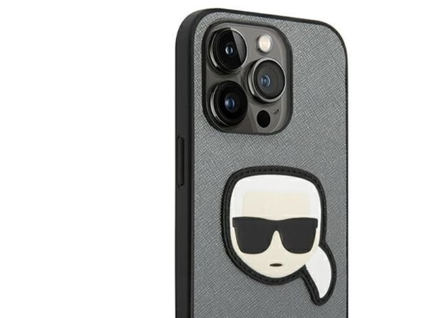 Karl Lagerfeld KLHCP14XSAPKHG iPhone 14 Pro Max 6,7" sølv/sølv hardcase Saffiano Karl`s Head Patch