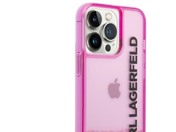 Karl Lagerfeld KLHCP14LLCKVF iPhone 14 Pro 6.1 "vaaleanpunainen / vaaleanpunainen kovakotelo Nestemäinen Glitter Elong"