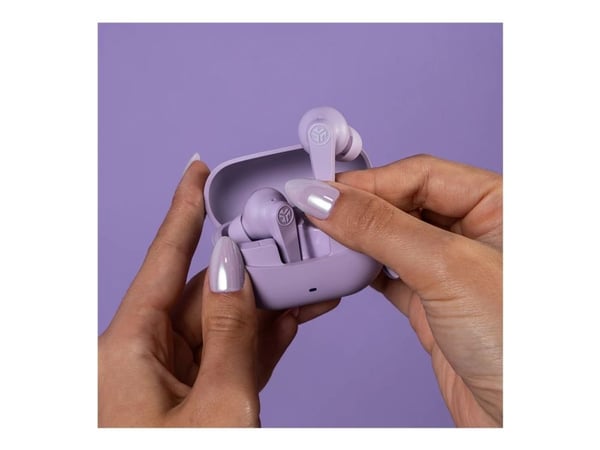 JLab Audio Go PODS ANC - True wireless-hodetelefoner med mikrofon - i øret - Bluetooth - aktiv støydemping - lilla