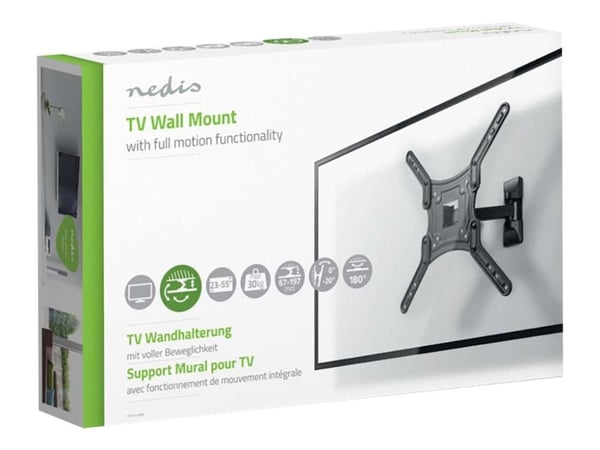 Nedis TVWM1430BK - Brakett - full bevegelse - for TV - stål - svart - skjermstørrelse: 23"-55" - veggmonterbar