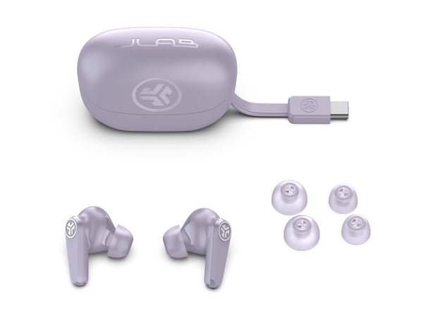 JLab Audio Go PODS ANC - True wireless-hodetelefoner med mikrofon - i øret - Bluetooth - aktiv støydemping - lilla