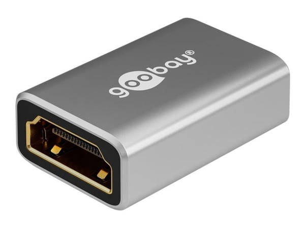 goobay - High Speed - HDMI-adapter med Ethernet - HDMI hunn til HDMI hunn - svart, sølv - 8 K 60 Hz (7680 x 4320) støtte, 4K 120 Hz støtte, up to 4...