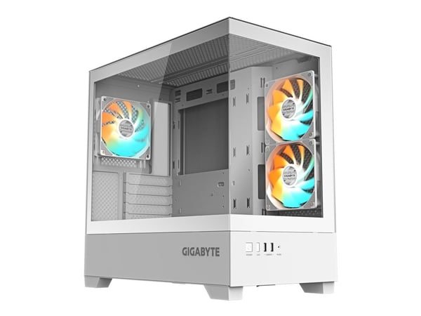 Gigabyte C201 PANORAMIC ICE - Mid tower - micro ATX - genomskinlig sidopanel (härdat glas) - ingen strömförsörjning - svart - USB/ljud