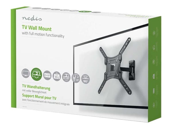 Nedis TVWM1430BK - Brakett - full bevegelse - for TV - stål - svart - skjermstørrelse: 23"-55" - veggmonterbar